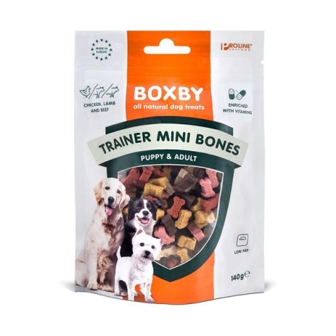 BOXBY Puppy-Adult Trainer Mini Bones Κοτόπουλο/Αρνί/Μοσχάρι 140gr