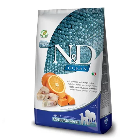N&D OCEAN COD, PUMPKIN & ORANGE ADULT MEDIUM & MAXI 12 Kg