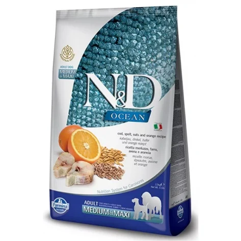 N&D OCEAN LOW GRAIN ΨΑΡΙ & ΠΟΡΤΟΚΑΛΙ ADULT MEDIUM & MAXI  2,5Kg