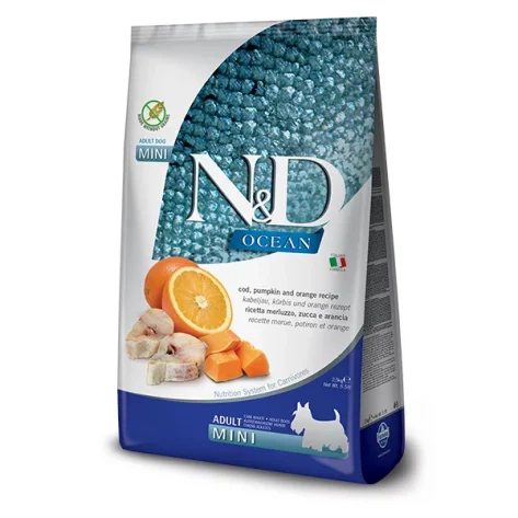 N&D OCEAN COD, PUMPKIN & ORANGE ADULT MINI 2,5 Kg