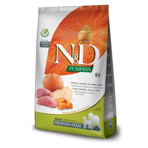 N&D GRAIN FREE PUMPKIN BOAR & APPLE ADULT MEDIUM & MAXI 12Kg