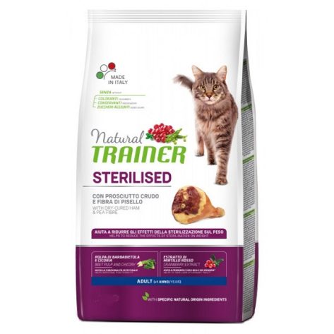 Natural Trainer Cat Adult Sterilized Προσούτο 10kg