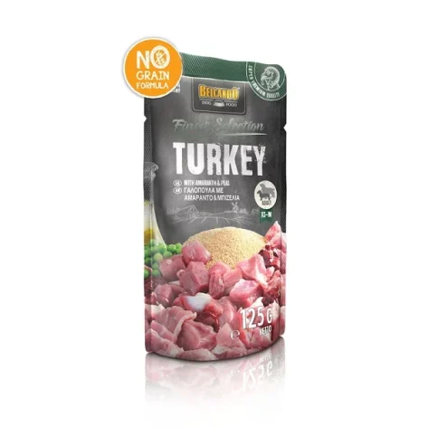 Belcando Pouch Γαλοπούλα με Αμάραντο και Μπιζέλια 125g