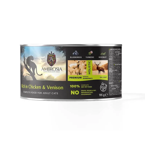 Ambrosia Υγρή Τροφή Γάτας Chicken & Venison with Blueberries 195gr