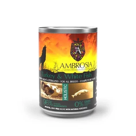 Ambrosia Grain Free Senior and Light Turkey and White Fish 400gr