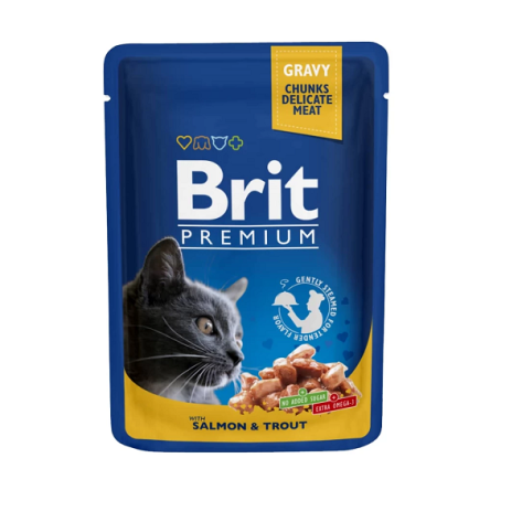 BRIT PREMIUM CAT σε Σάλτσα με Σολομό & Πέστροφα 100GR