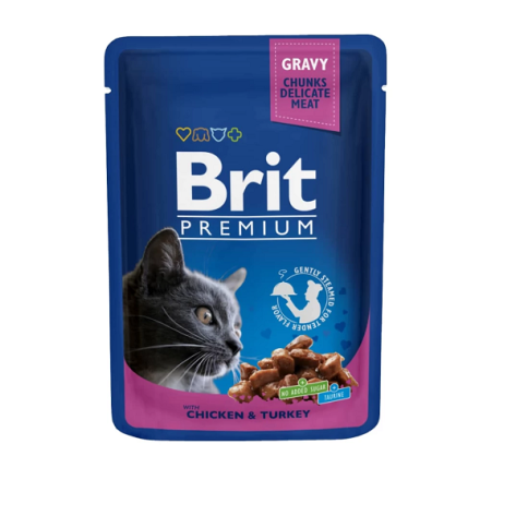 BRIT PREMIUM CAT σε Σάλτσα με Κοτόπουλο & Γαλοπούλα 100GR
