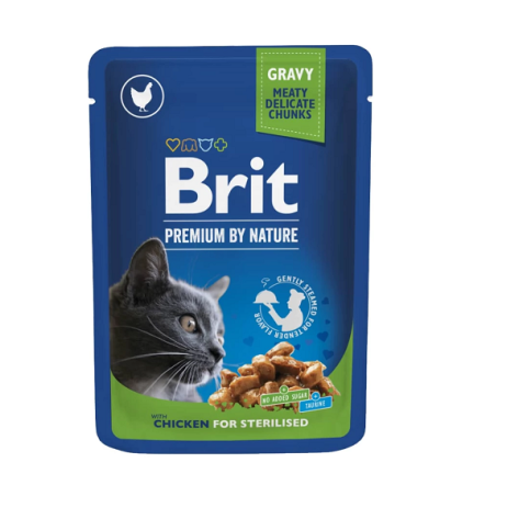 BRIT PREMIUM CAT STERILISED σε σάλτσα με Κοτόπουλο 100GR