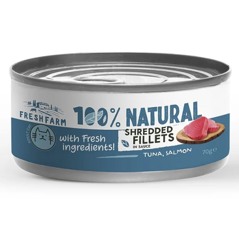 Fresh Farm Tuna, Salmon & Chicken Fillet Υγρή Τροφή Γάτας 70gr