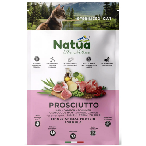 Ξηρά Τροφή Natua Sterilized Cat με Χοιρινό 1,5kg + 350gr Δώρο