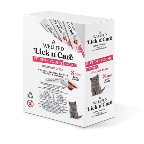 Λιχουδιά Γάτας Wellfed Lick N' Care Kitten-Young Duck (24x15gr) 360gr