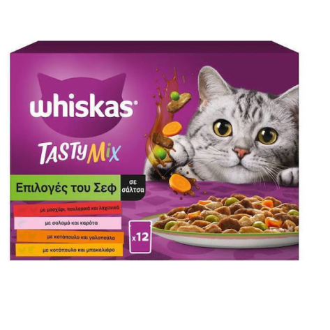 Whiskas Multipack Tasty Mix Υγρή Τροφή για Ενήλικες Γάτες σε Φακελάκι 12x85gr