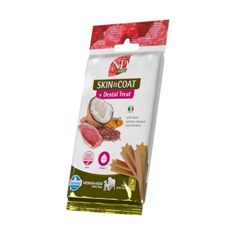 N&D Quinoa Λιχουδιά Σκύλου Dental Treat Adult Skin & Coat Duck Medium and Large 110gr (7 Sticks)