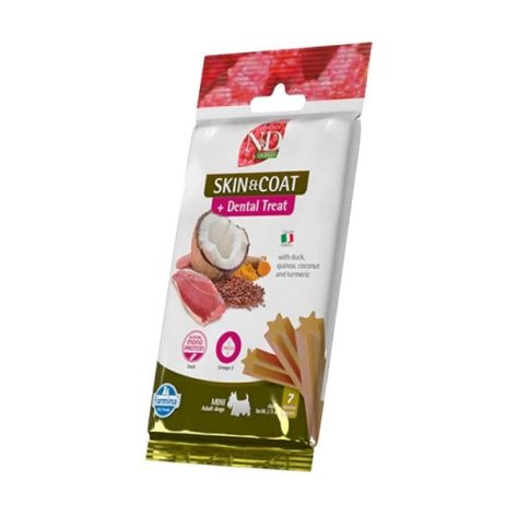 N&D Quinoa Λιχουδιά Σκύλου Dental Treat Adult Skin & Coat Duck Mini 60gr (7 Sticks)