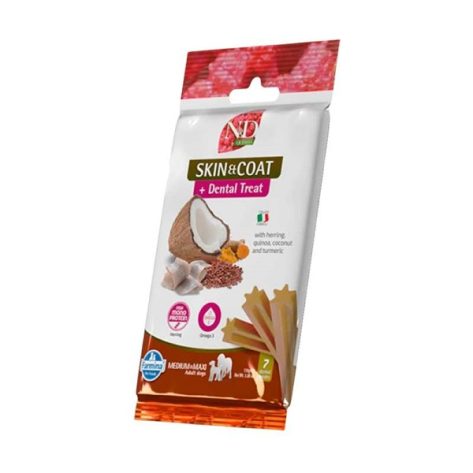 N&D Quinoa Λιχουδιά Σκύλου Dental Treat Adult Skin & Coat Herring Medium and Large 110gr (7 Sticks)