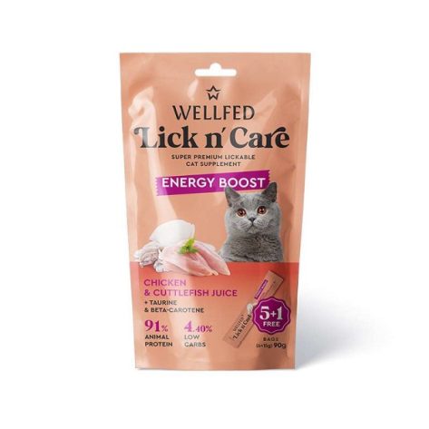 Wellfed Κρεμώδης Λιχουδιά Γάτας Lick N’ Care Energy Boost 90gr