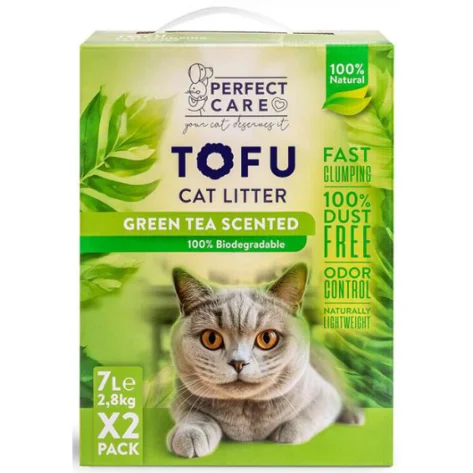 Άμμος Γάτας Perfect Care Cat Tofu Πράσινο Τσάι 14lt (2 x 7lt)