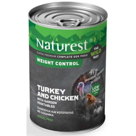 Υγρή Τροφή Σκύλου Naturest Weight Control Γαλοπούλα, Κοτόπουλο με Λαχανικά 400gr