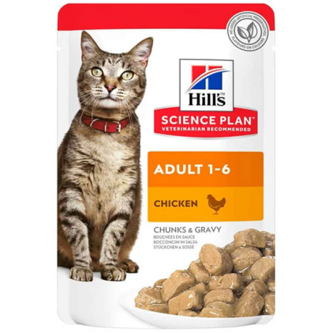 Hill’s Science Plan Adult Υγρή Τροφή Γάτας με Κοτόπουλο 85gr (Φακελάκι) 2+1 Δώρο