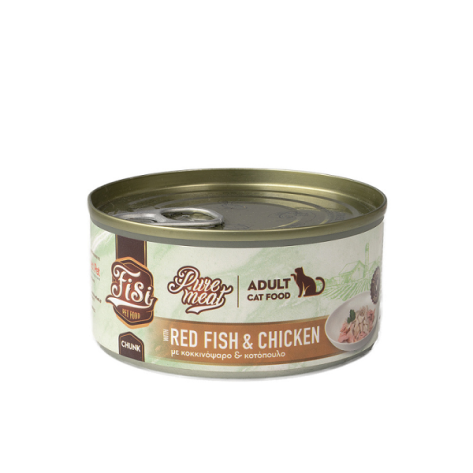 Fisi Pure Meat Cat Adult Κοκκινόψαρο & Κοτόπουλο 170 gr