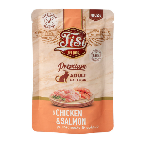 Fisi Pure Meat Cat Adult Mousse Κοτόπουλο & Σολομό 80 gr