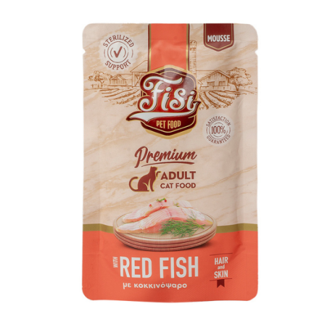 Fisi Pure Meat Cat Adult Mousse Hair & Skin με Κοκκινόψαρο 80gr
