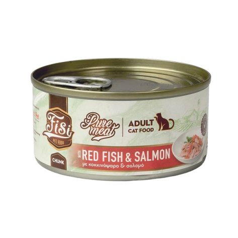 Fisi Υγρή Τροφή Γάτας Pure Meat Adult Κοκκινόψαρο & Σολομό 170gr