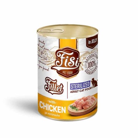 Fisi Υγρή Τροφή Γάτας Fillet Adult Sterilized Κοτόπουλο σε Ζελέ 400gr