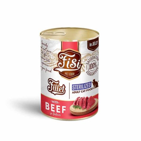 Fisi Υγρή Τροφή Γάτας Fillet Adult Sterilized Μοσχάρι σε Ζελέ 400gr