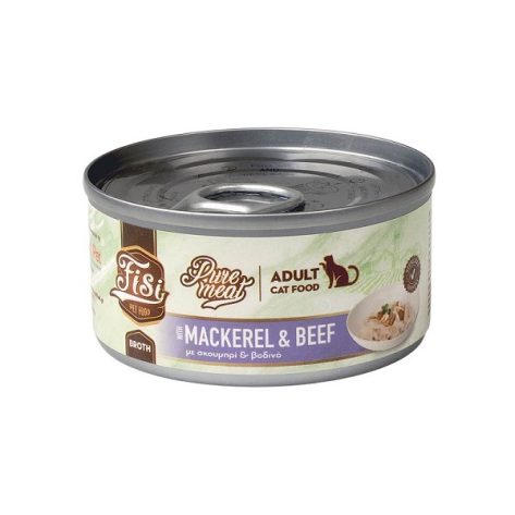 Fisi Υγρή Τροφή Γάτας Pure Meat Adult Σκουμπρί & Μοσχάρι 80gr