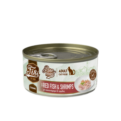 Fisi Pure Meat Cat Adult Κοκκινόψαρο & Γαρίδες 170 gr