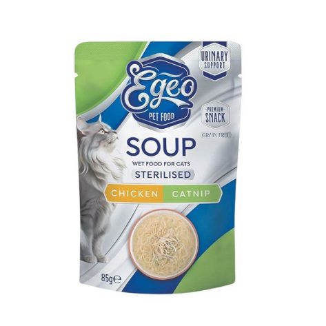 Egeo Cat Soup Υγρή Τροφή Γάτας Sterilized Κοτόπουλο & Catnip 85gr