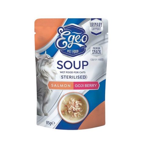 Egeo Cat Soup Υγρή Τροφή Γάτας Sterilized Σολομός & Γκότζιμπερι 85gr
