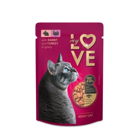 MY LOVE Adult σε σάλτσα rabbit-turkey 85gr