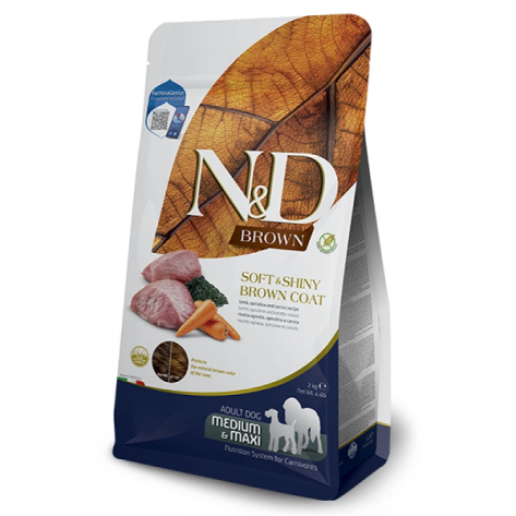 N&D Dog Brown Lamb & Spirulina Αdult Medium & Maxi με Αρνί 2kg
