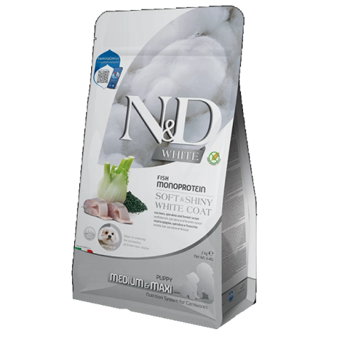 N&D Dog White Sea Bass & Spirulina Puppy Medium & Maxi με Λαβράκι 2kg