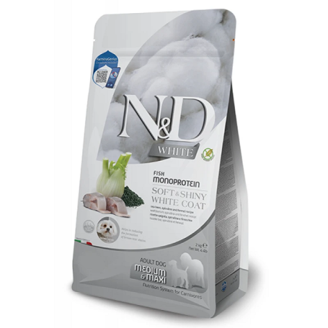 N&D Dog White Sea Bass & Spirulina Αdult Medium & Maxi με Λαβράκι 7kg