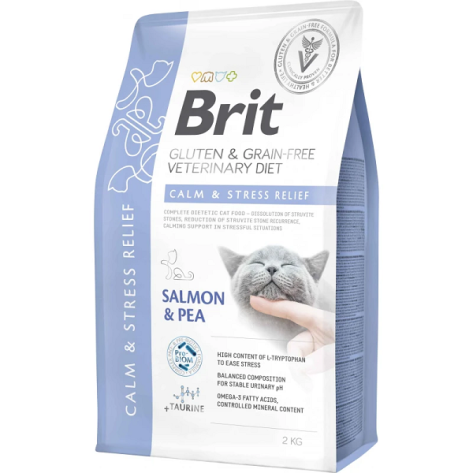 Ξηρά Τροφή Γάτας Brit Veterinary Diet Cat Grain Free Calm & Stress Relief Salmon & Pea 2kg