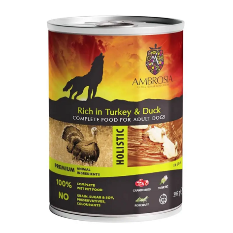 Ambrosia Υγρή Τροφή Σκύλου Adult Turkey & Duck with Cranberries 395gr