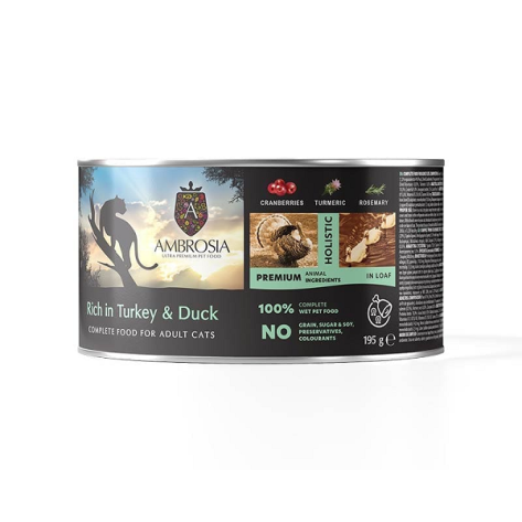 Ambrosia Υγρή Τροφή Γάτας Turkey & Duck with Cranberries 195gr