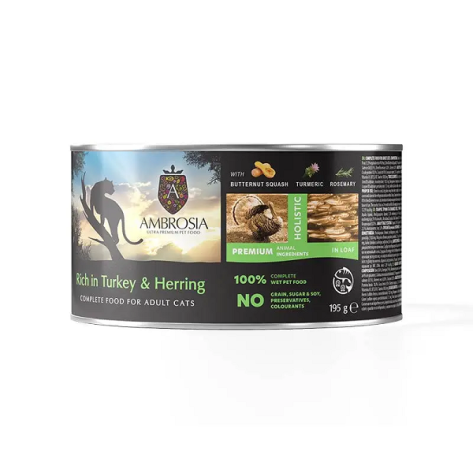 Ambrosia Υγρή Τροφή Γάτας Turkey & Herring with Butternut Squash 195gr