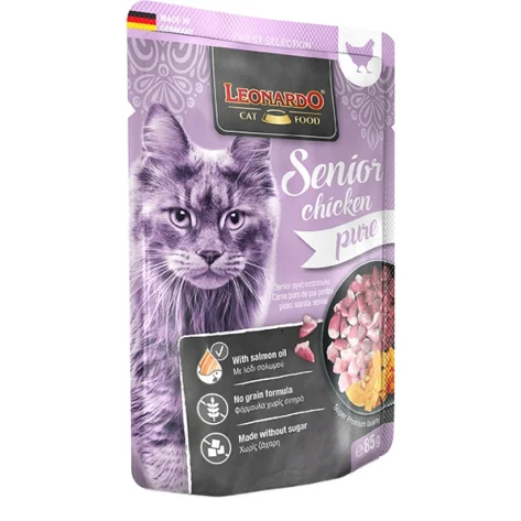 Υγρή Τροφή Φακελάκι Γάτας Leonardo Senior Chicken 85gr